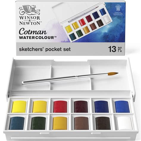 winsor and newton cotman watercolour metal sketchers box set|winsor cotman watercolor paint set.